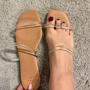Transparent Strap Tan Sandals